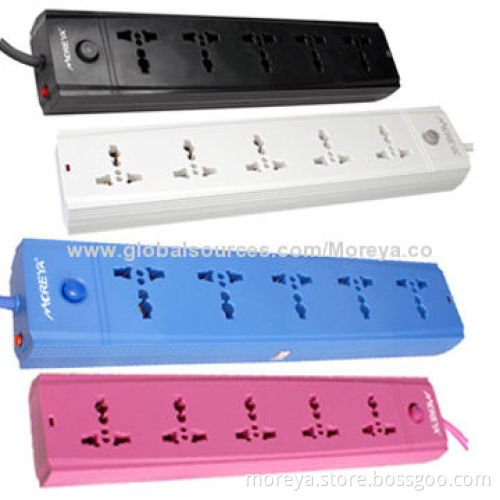 Universal Standard Power Sockets with 5-port Socket Outlet and US Plug, Overload Protector